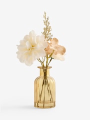 White/Gold Artificial Floral Arrangement In Glass Vase - Image 3 of 3