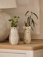 Set of 2 Brown/Cream Ceramic Animal Vases - Image 1 of 3