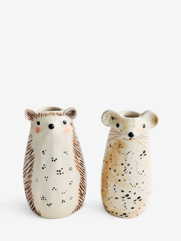 Set of 2 Brown/Cream Ceramic Animal Vases - Image 3 of 3