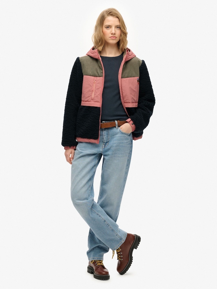 Superdry Blue Hooded Fleece Jacket - Image 1 of 5 Superdry Blue Hooded Fleece Jacket - Image 1 of 5