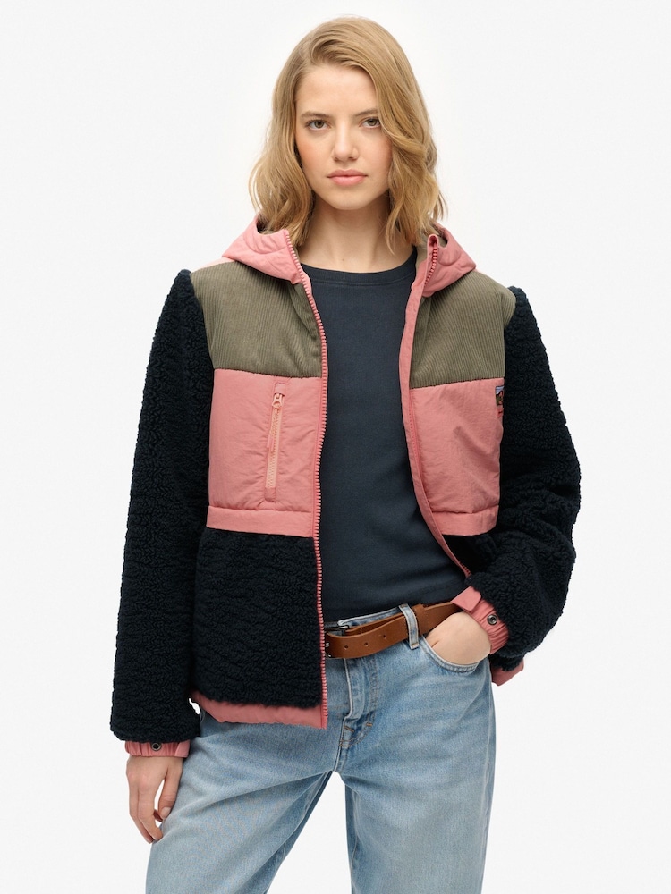 Superdry Blue Hooded Fleece Jacket - Image 2 of 5 Superdry Blue Hooded Fleece Jacket - Image 2 of 5