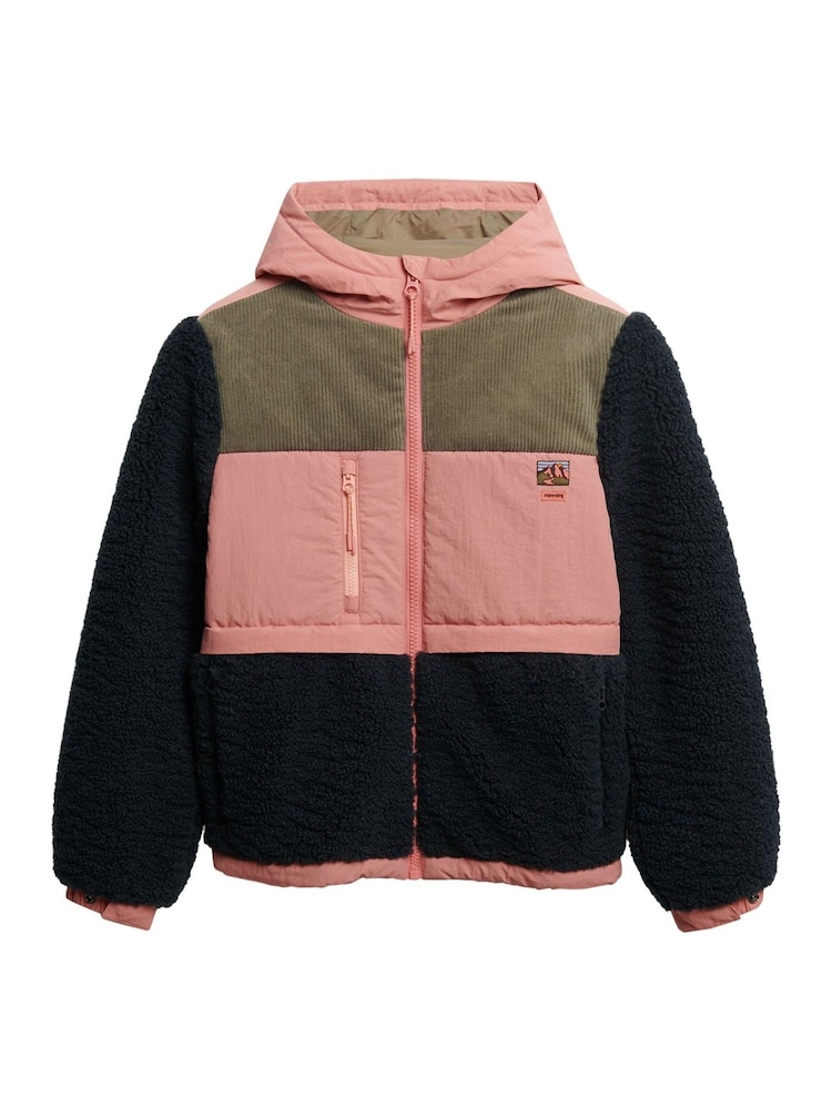 Superdry Blue Hooded Fleece Jacket - Image 5 of 5 Superdry Blue Hooded Fleece Jacket - Image 5 of 5