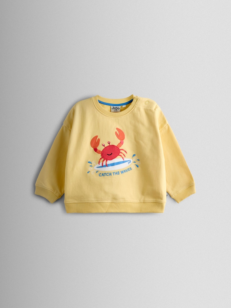JoJo Maman Bébé Yellow Crab 2-Piece Sweatshirt & Shorts Set - Image 2 of 7