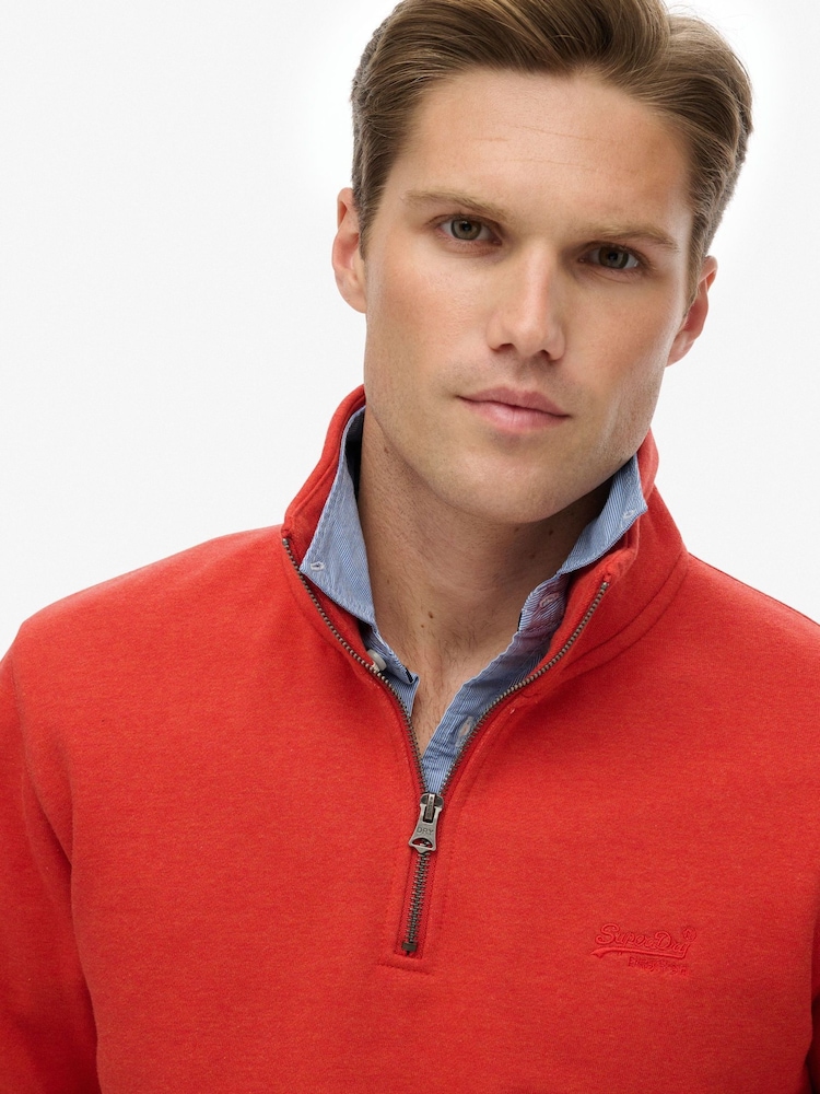 Superdry Orange Essential Logo Half Zip Sweatshirt - Image 2 of 6 Superdry Orange Essential Logo Half Zip Sweatshirt - Image 2 of 6
