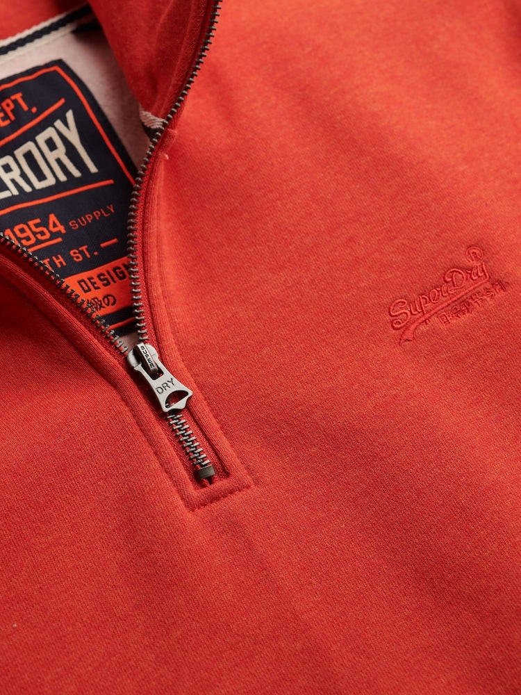 Superdry Orange Essential Logo Half Zip Sweatshirt - Image 6 of 6 Superdry Orange Essential Logo Half Zip Sweatshirt - Image 6 of 6