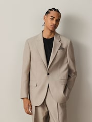 Neutral Loose Fit TENCEL™ Lyocell Cotton Linen Suit Jacket - Image 1 of 11