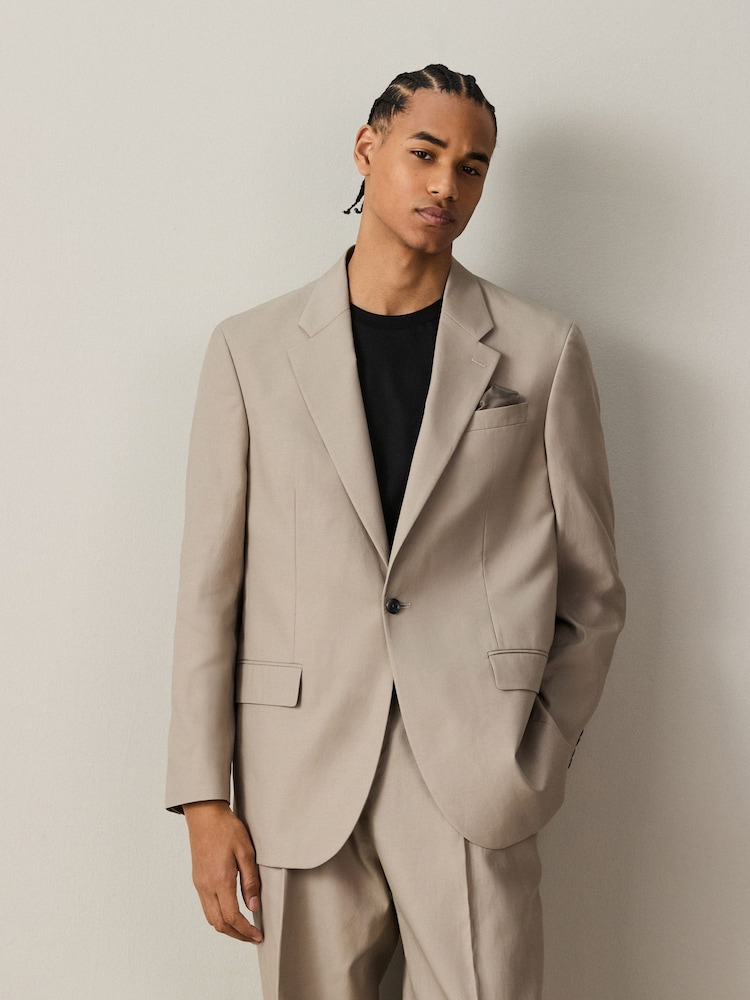 Neutral Loose Fit TENCEL™ Lyocell Cotton Linen Suit Jacket - Image 1 of 11