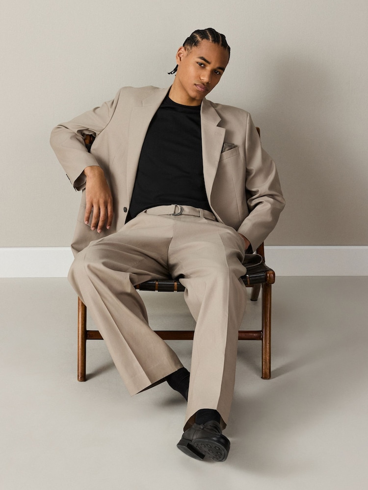 Neutral Loose Fit TENCEL™ Lyocell Cotton Linen Suit Jacket - Image 2 of 11