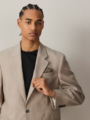 Neutral Loose Fit TENCEL™ Lyocell Cotton Linen Suit Jacket - Image 3 of 11