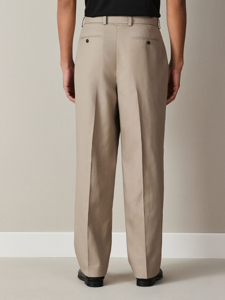 Neutral Loose Fit TENCEL™ Lyocell Cotton Linen Suit Trousers - Image 2 of 8