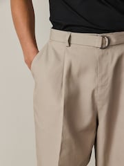 Neutral Loose Fit TENCEL™ Lyocell Cotton Linen Suit Trousers - Image 3 of 8