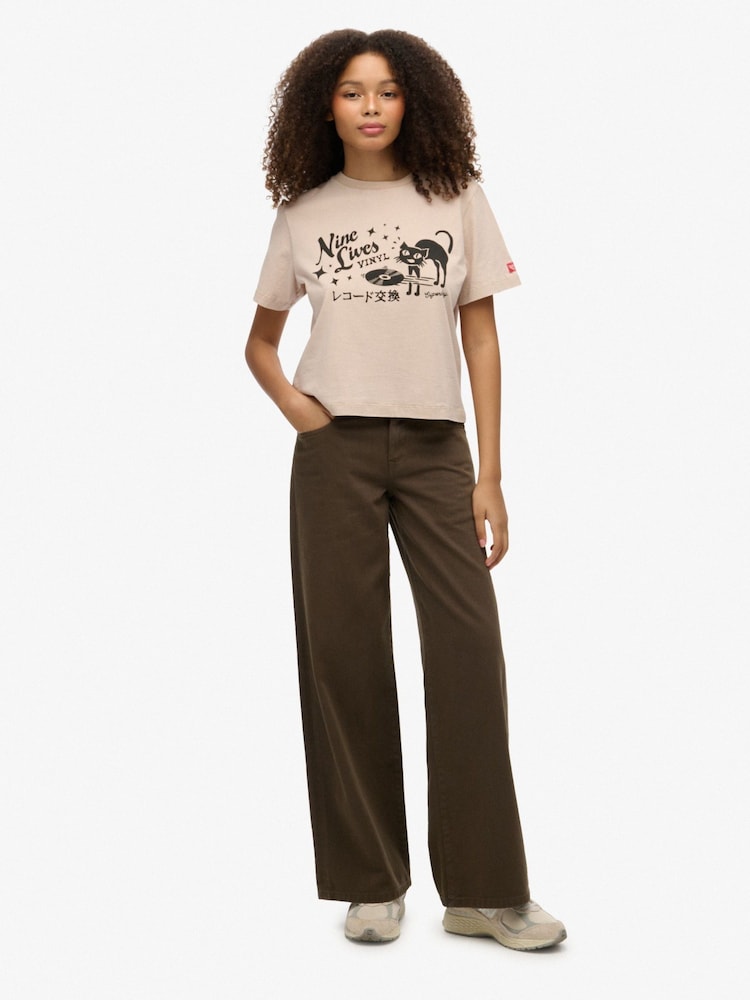 Superdry Green Mid Rise Baggy Joggers - Image 1 of 5