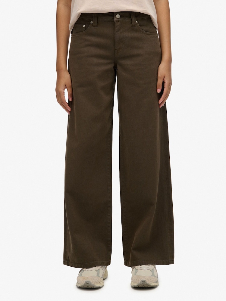Superdry Green Mid Rise Baggy Joggers - Image 2 of 5