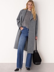 Whistles Light Grey Long Belted Wool Coat - Image 3 of 4