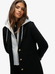 Superdry Black 2 In 1 Wool Coat - Image 1 of 7