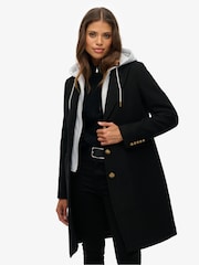 Superdry Black 2 In 1 Wool Coat - Image 3 of 7
