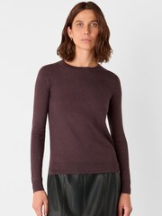 Whistles Brown Metallic Dobby Frill Blouse - Image 1 of 4