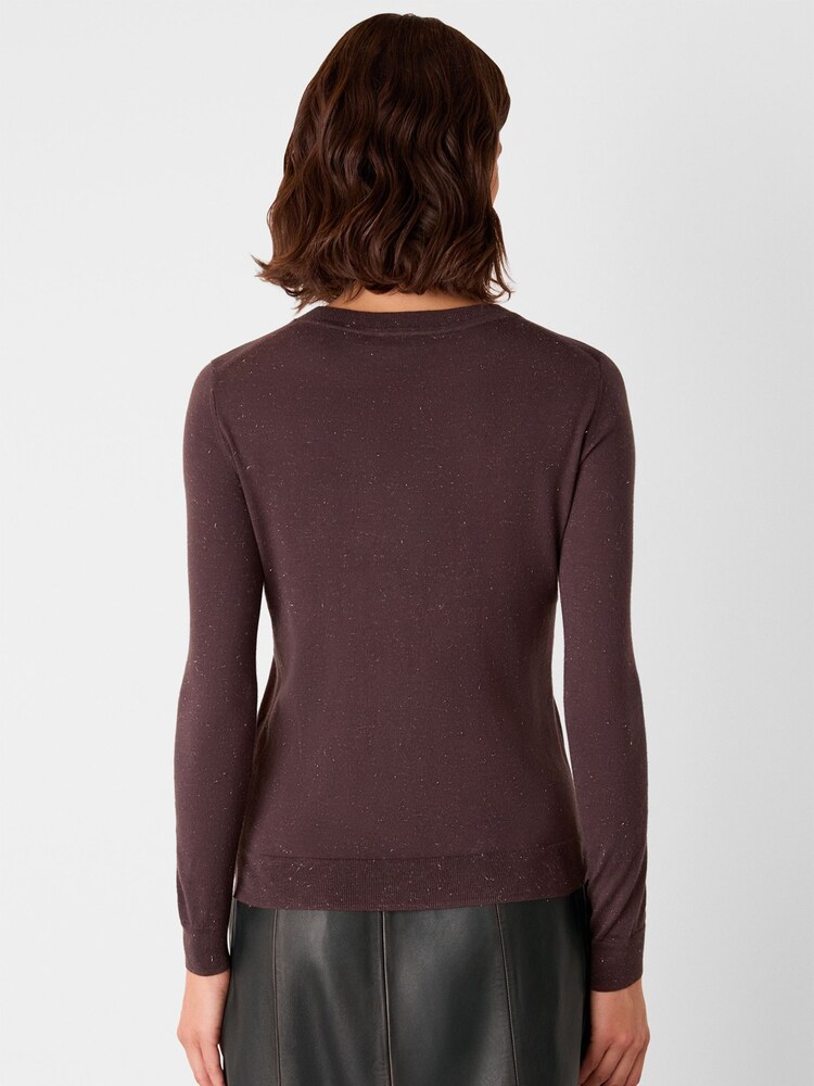 Whistles Brown Metallic Dobby Frill Blouse - Image 2 of 4