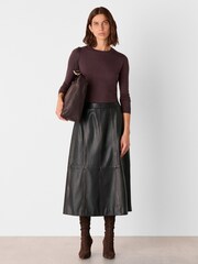 Whistles Brown Metallic Dobby Frill Blouse - Image 3 of 4