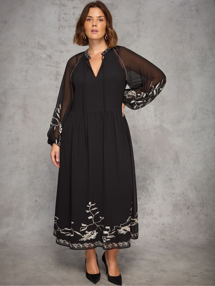 Live Unlimited Black Midaxi Dress with Gold Embellishment - Image 1 of 6 Live Unlimited Black Midaxi Dress with Gold Embellishment - Image 1 of 6