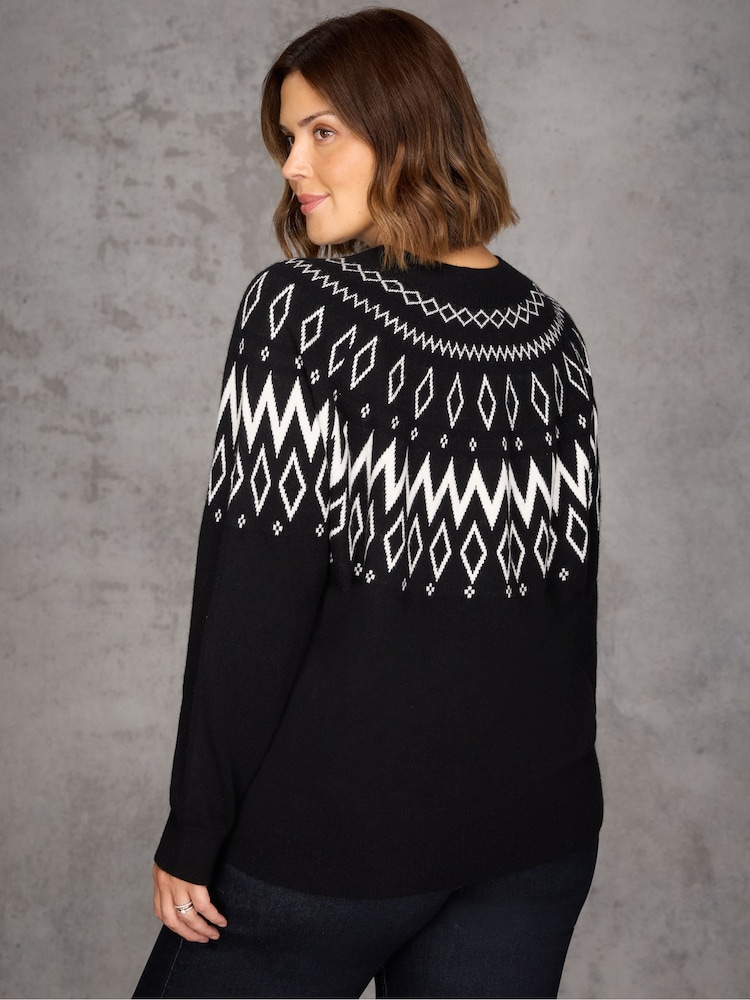 Live Unlimited Black FairIsle Jumper - Image 2 of 4 Live Unlimited Black FairIsle Jumper - Image 2 of 4