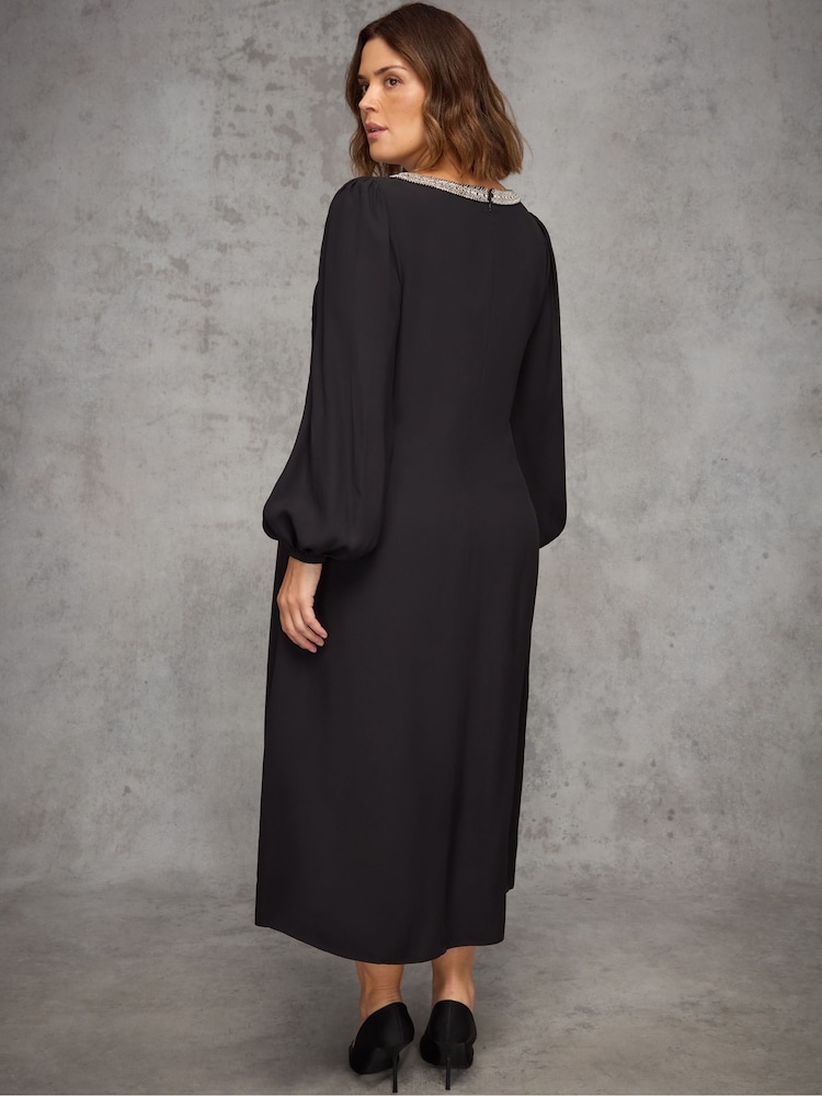Live Unlimited Black Embellished Trim Midaxi Dress - Image 6 of 6 Live Unlimited Black Embellished Trim Midaxi Dress - Image 6 of 6