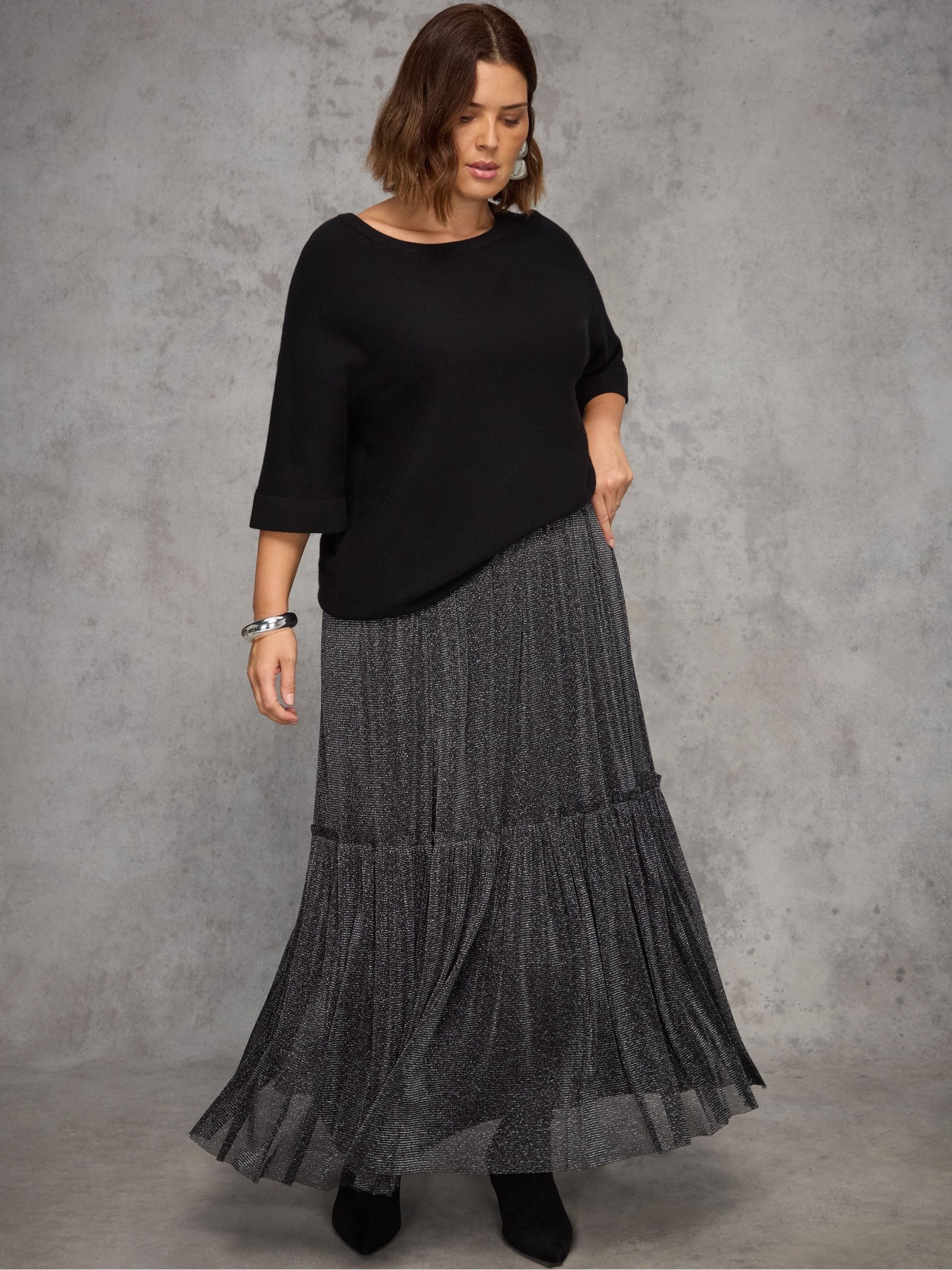 Buy Live Unlimited Black Sparkle Tiered Maxi Skirt from Next USA