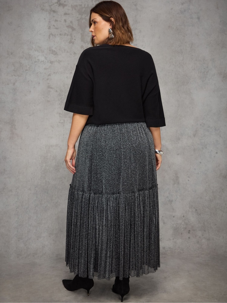 Live Unlimited Black Sparkle Tiered Maxi Skirt - Image 3 of 3 Live Unlimited Black Sparkle Tiered Maxi Skirt - Image 3 of 3