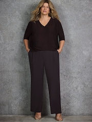 Live Unlimited Brown Sparkle Jersey V-Neck Top - Image 2 of 3