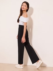 Lipsy Black/White Polka Dot Bow Bardot Jumpsuit (7-16yrs) - Image 5 of 5