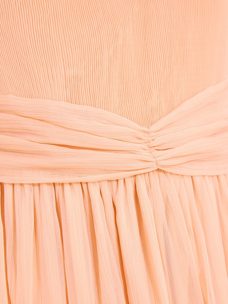 Lipsy Peach Pink Corsage One Shoulder Occasion Dress (7-16yrs) - Image 2 of 5