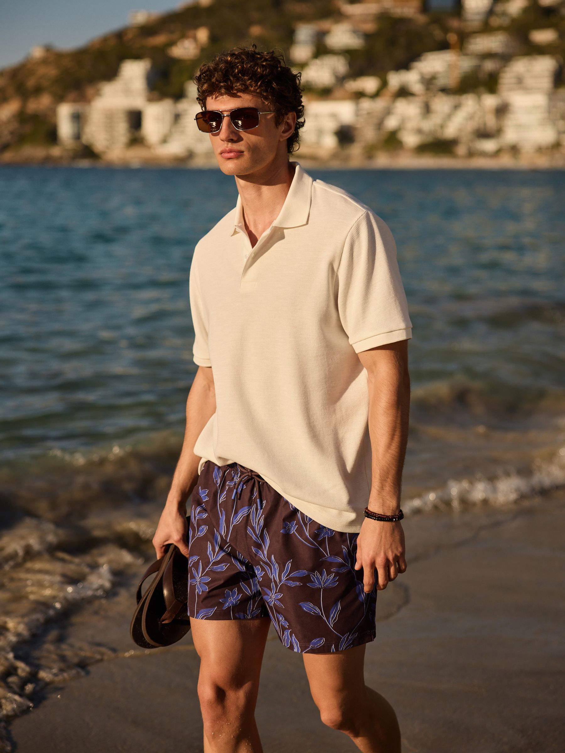 パンツ NEAT Top-Dyeing Linen Canvas Swim Shorts Buy Brown/Blue Floral Print Swim Shorts 5 Inch from Next USA
