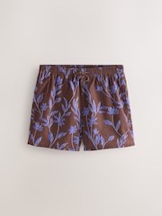 Brown/Blue Floral Print Swim Shorts 5 Inch - Image 5 of 8