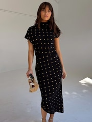 Never Fully Dressed Black Plisse Desiree Dress - Image 1 of 7