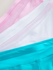 Aqua/Rosa/Vit - Mesh Trim Hög midja High Leg Knickers 3 Paket - Bild 10 av 11