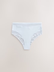 Aqua/Pink/White Mesh Trim High Waist High Leg Knickers 3 Pack - Image 3 of 6