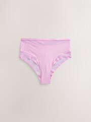 Aqua/Rosa/Vit - Mesh Trim Hög midja High Leg Knickers 3 Paket - Bild 7 av 11