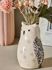 Pink Artificial Foliage Arrangement In Ceramic Owl Vase - Image 2 of 3