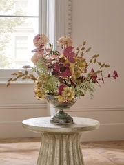 Purple Artificial Foliage Arrangement In Footed Metal Bowl - Image 1 of 5