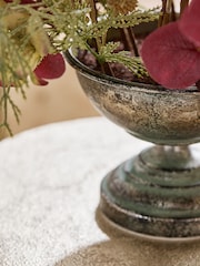 Purple Artificial Foliage Arrangement In Footed Metal Bowl - Image 4 of 5