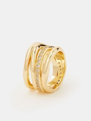 Accessorize 14k Real Gold Plated Pavé Molten Stack Ring - Image 2 of 2
