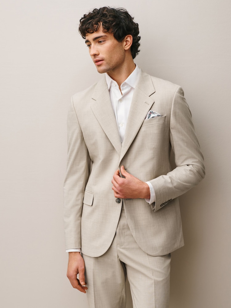 Stone Slim Fit Motionflex Textured Suit Jacket - Image 1 of 13