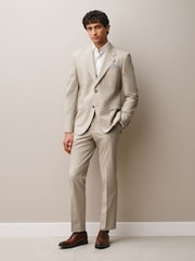 Stone Slim Fit Motionflex Textured Suit Jacket - Image 2 of 13