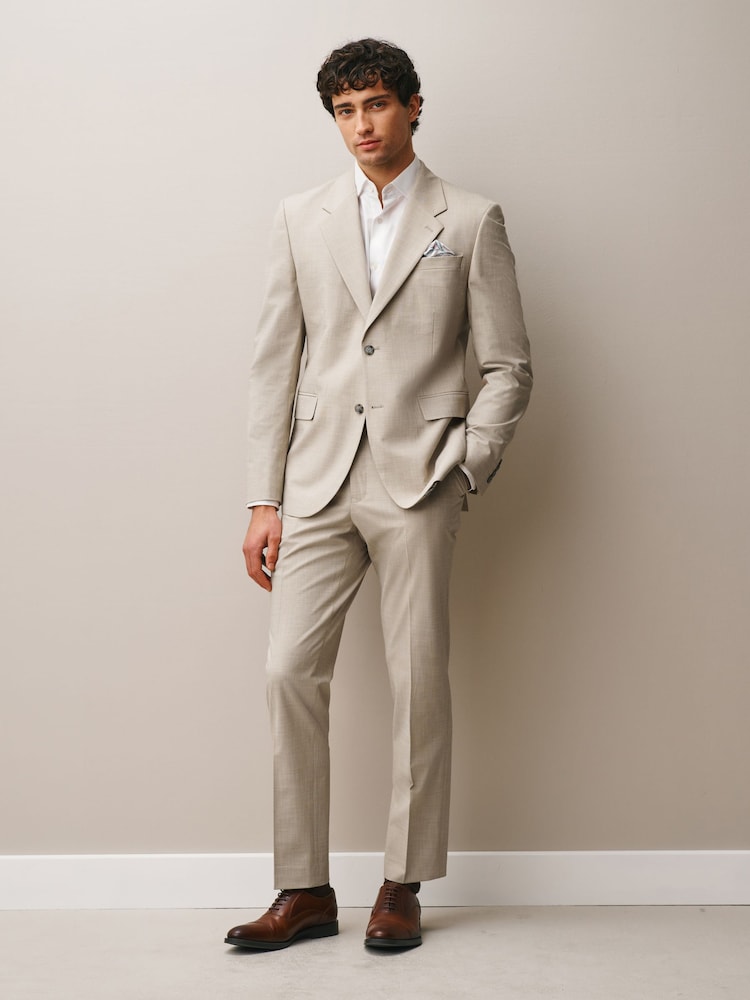 Stone Slim Fit Motionflex Textured Suit Jacket - Image 2 of 13