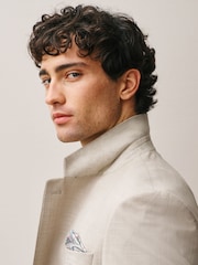 Stone Slim Fit Motionflex Textured Suit Jacket - Image 4 of 13