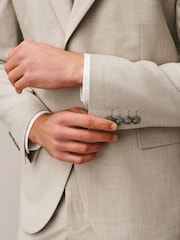 Stone Slim Fit Motionflex Textured Suit Jacket - Image 7 of 13