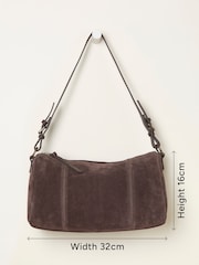 Maro Ciocolată - Geantă de umăr din piele întoarsă FatFace - Imaginea 5 din 5