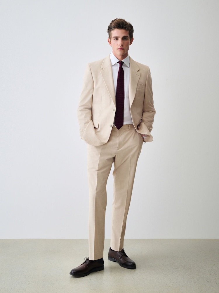 Stone Slim Fit Motionflex Textured Suit Trouser - Image 2 of 15