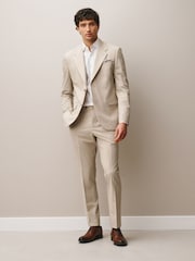 Stone Slim Fit Motionflex Textured Suit Trouser - Image 3 of 15