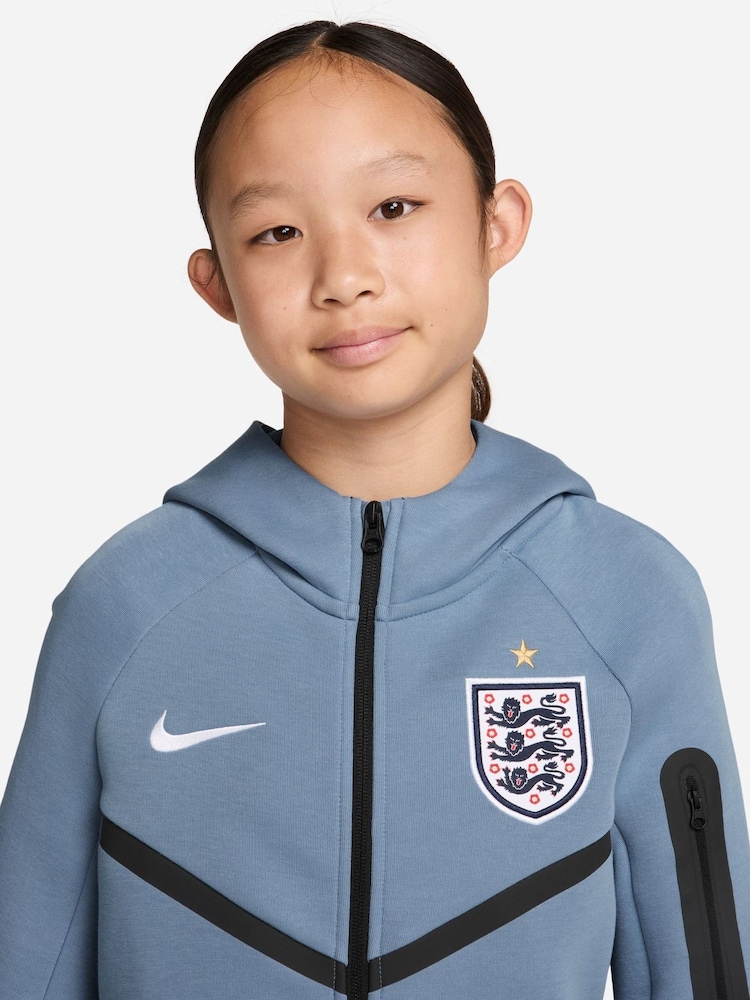 Nike Work Blue England Tech Fleece Hoodie - Image 1 of 3 Nike Work Blue England Tech Fleece Hoodie - Image 1 of 3